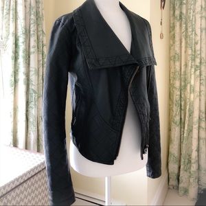 Buffalo Draped Asymmetric Faux Leather Moto Jacket